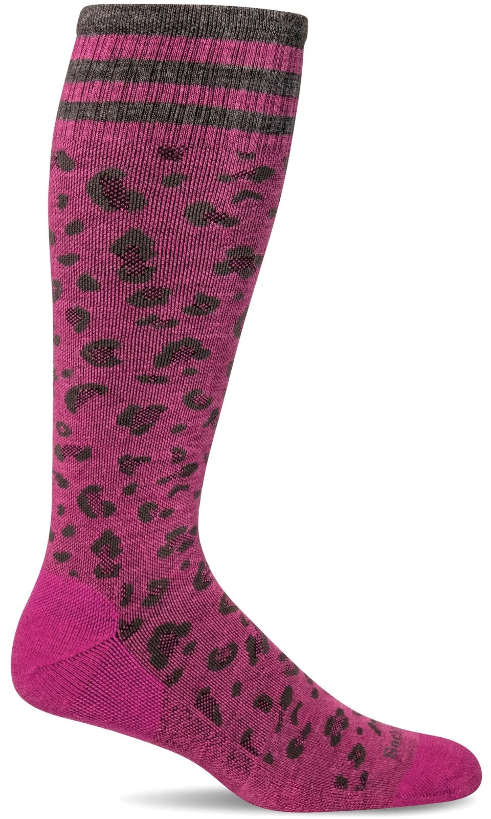 Calcetines de compresión graduados moderados con estampado de leopardo frambuesa para mujer de Sockwell Socks