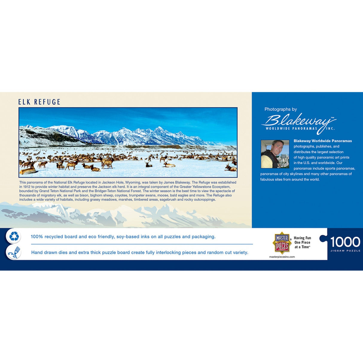 Elk Refuge, Wyoming 1000 Piece Panoramic Jigsaw Puzzle