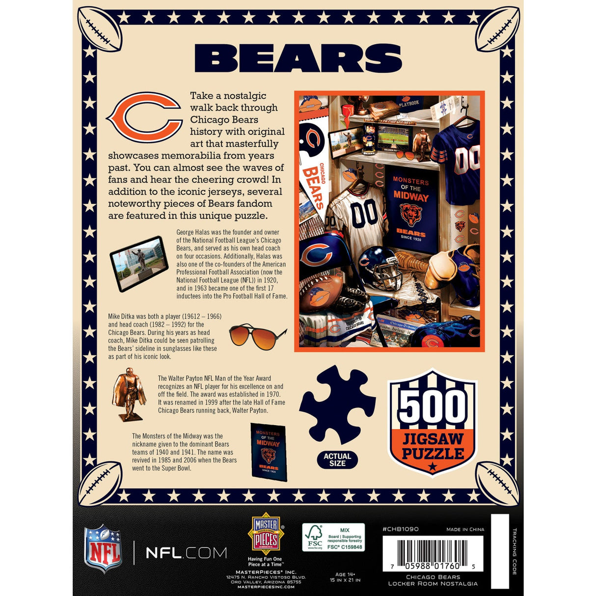 Chicago Bears - Locker Room 500 Piece Jigsaw Puzzle