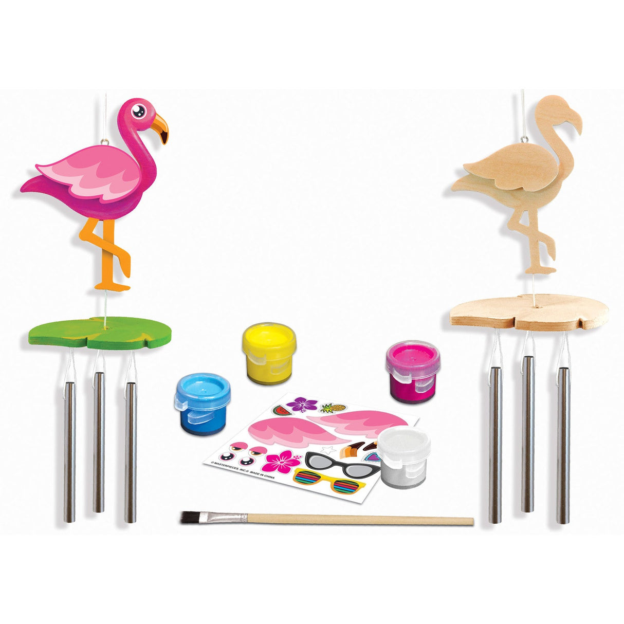 Flamingo Wind Chime Wood Craft & Paint Kit