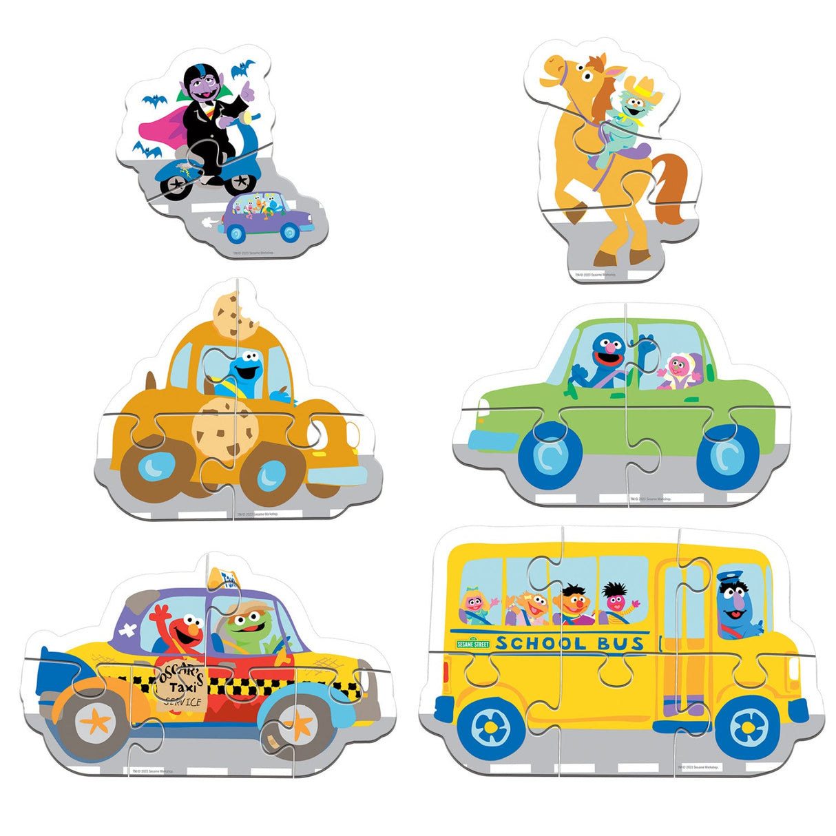 Sesame Street - Vehicles 6-Pack Mini Shaped Jigsaw Puzzles