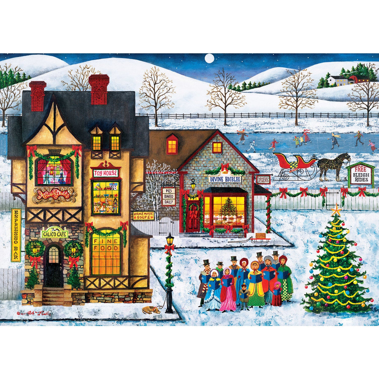 Season's Greetings - Main Street Carolers 1000 Piece Jigsaw Puzzle