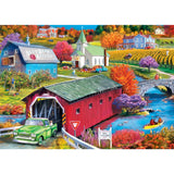 Country Escapes - Hill Village Covered Bridge 500 Piece Jigsaw Puzzle