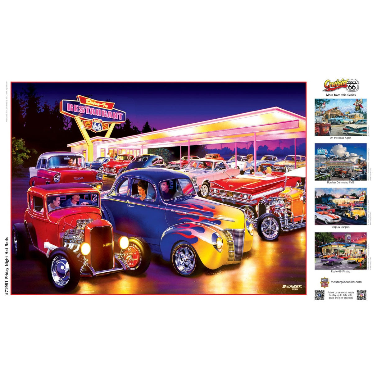 Cruisin' Route 66 - Friday Night Hot Rods 1000 Piece Jigsaw Puzzle