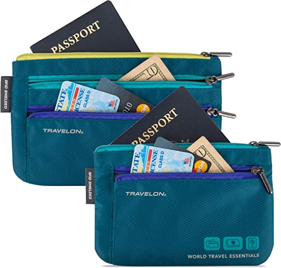 World Travel Essentials Set of 2 Currency & Passport Organizers by Travelon (43370)